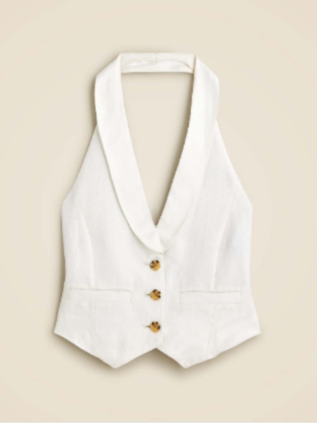 J. Crew Cream Linen Open Back Halter Vest